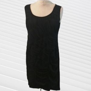 DKNYC Silk Black Sleeveless Textured  Sheath Dress M…